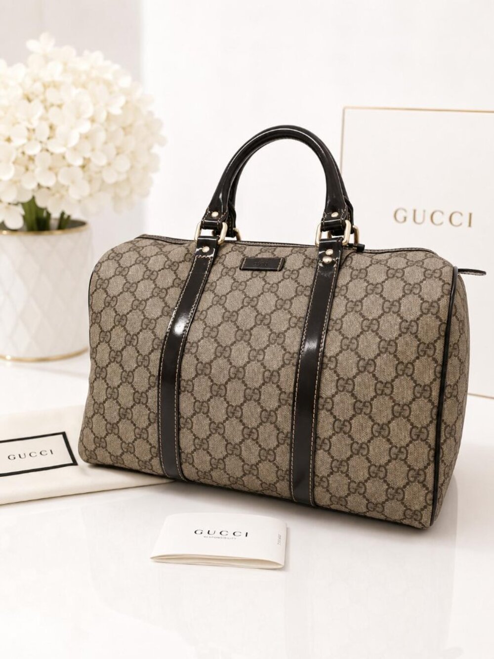 Authentic Gucci GG Supreme Boston Bag Canvas